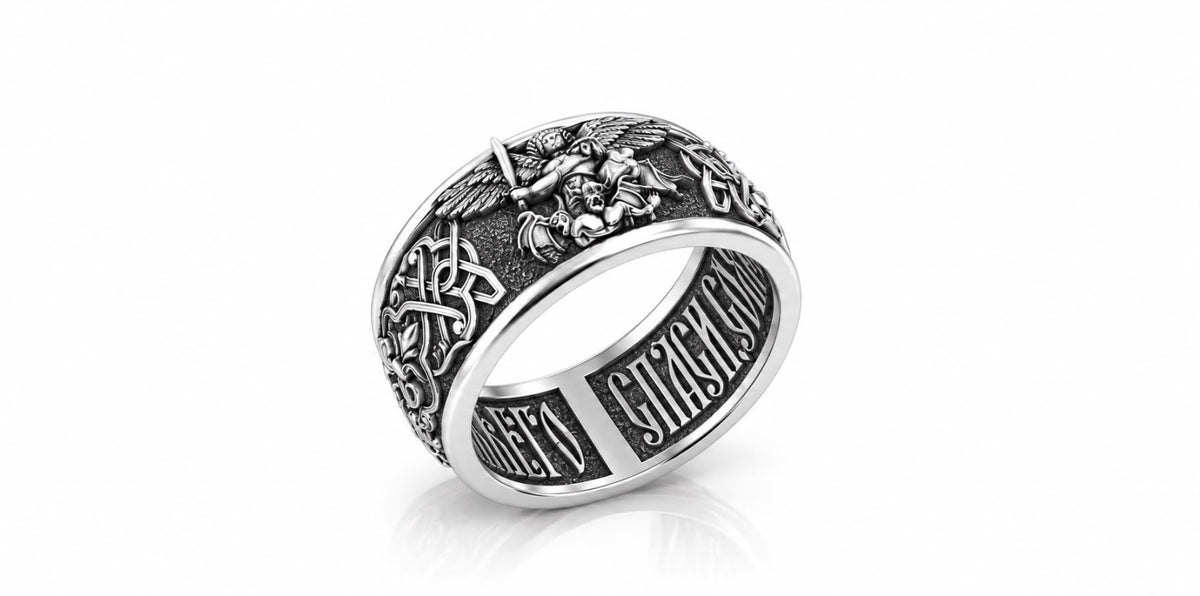 Orthodox Guardian Angel Signet Ring – Sterling Silver