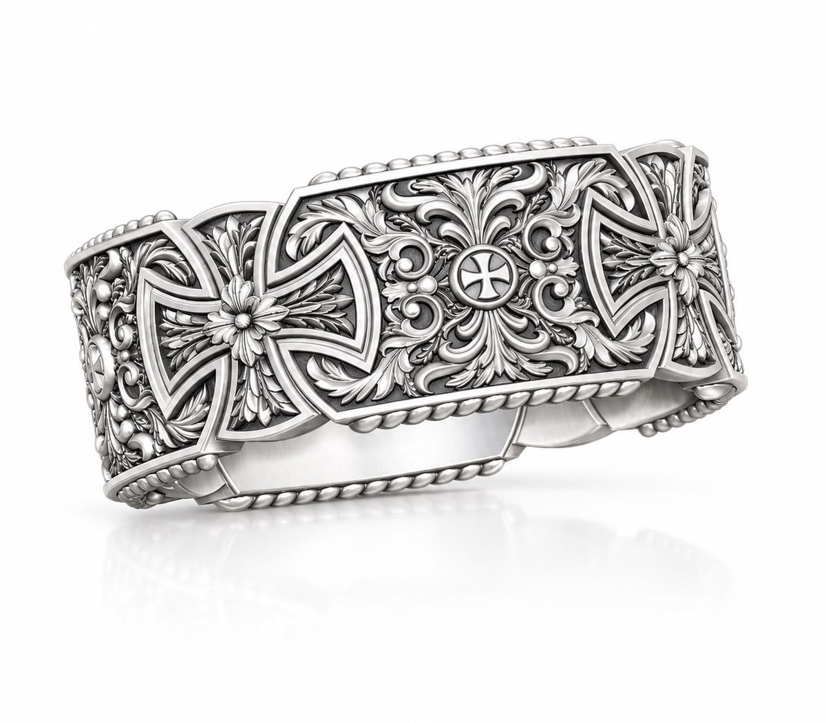 Maltese Cross Statement Ring – Sterling Silver