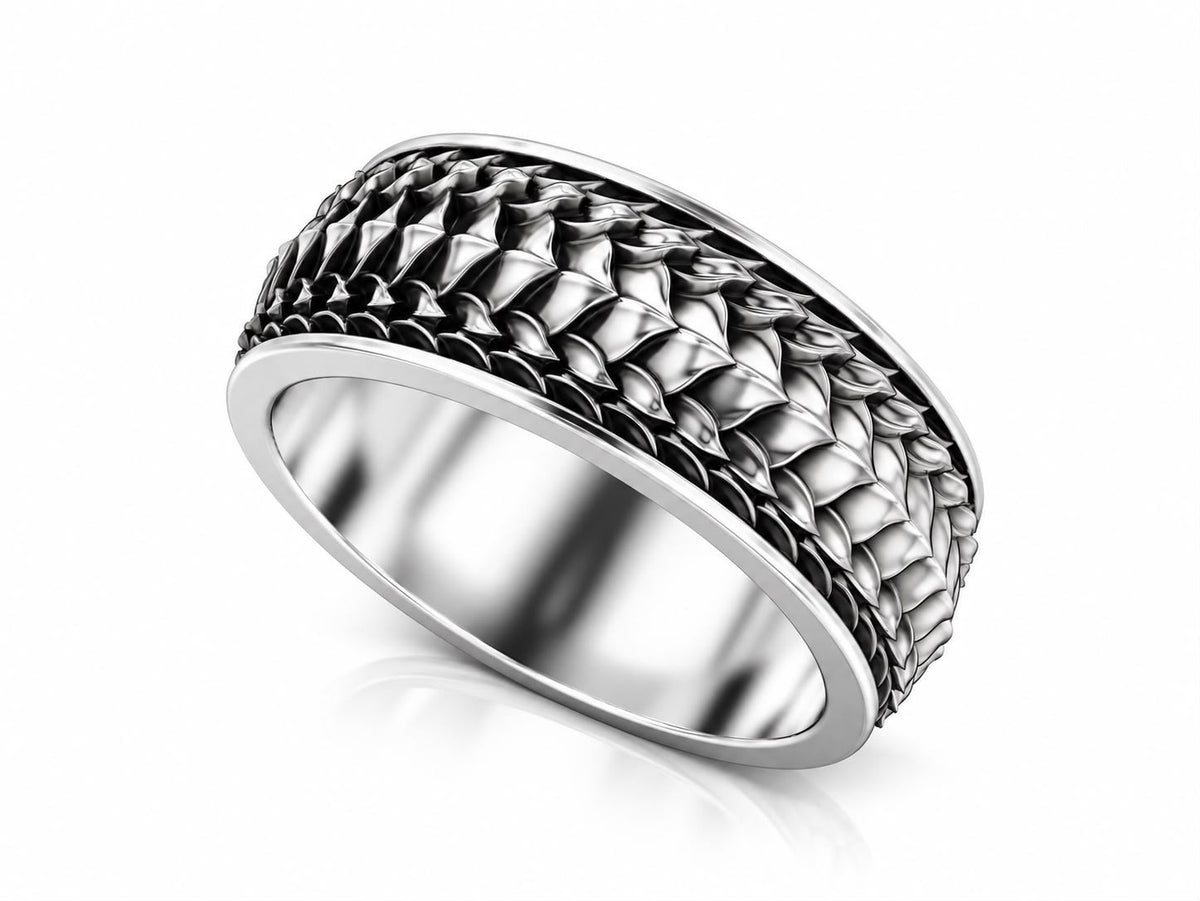 Dragon Scale Armor Band Ring – Sterling Silver