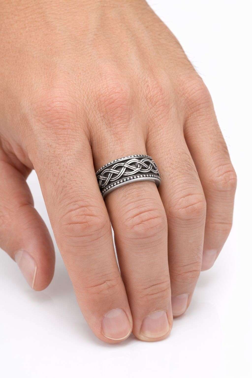 Celtic Knot Nordic Band Ring – Sterling Silver
