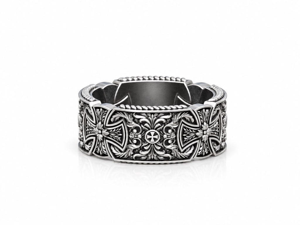 Maltese Cross Statement Ring – Sterling Silver