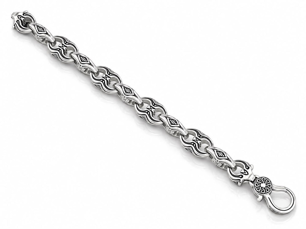 Sun Swirl Mariner Link Bracelet – Sterling Silver
