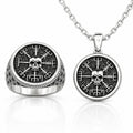 Vegvisir Skull Ring & Pendant Set – Sterling Silver