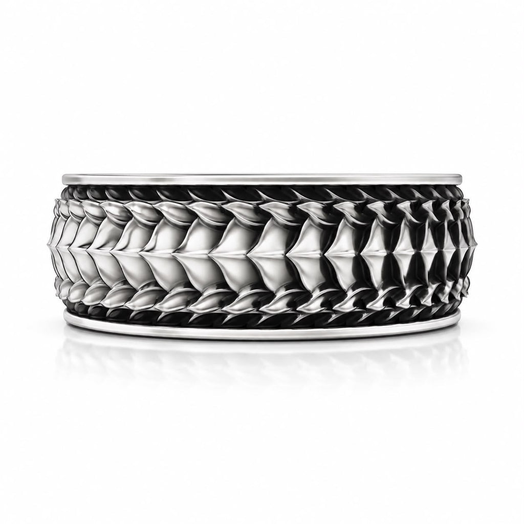 Dragon Scale Armor Band Ring – Sterling Silver