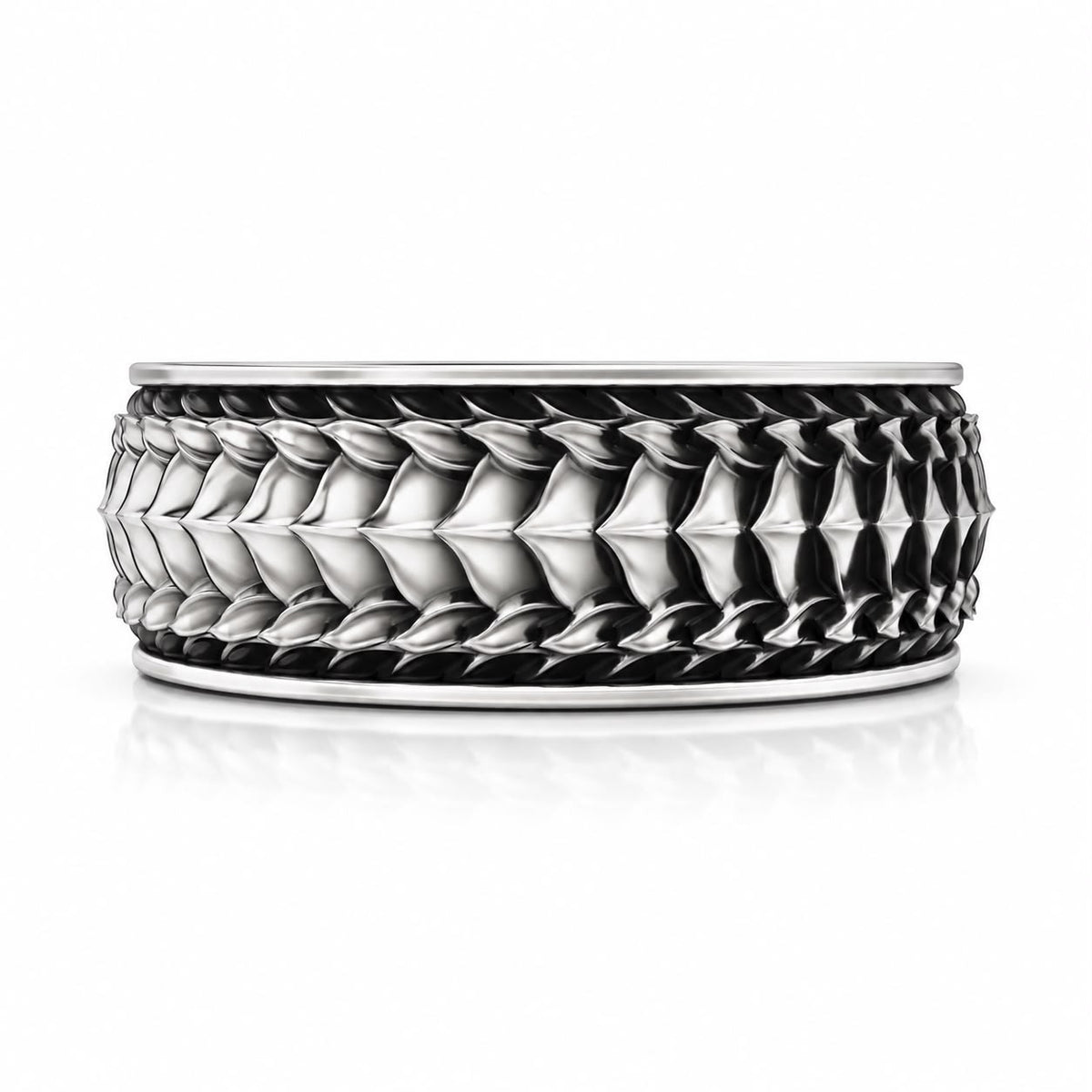 Dragon Scale Armor Band Ring – Sterling Silver