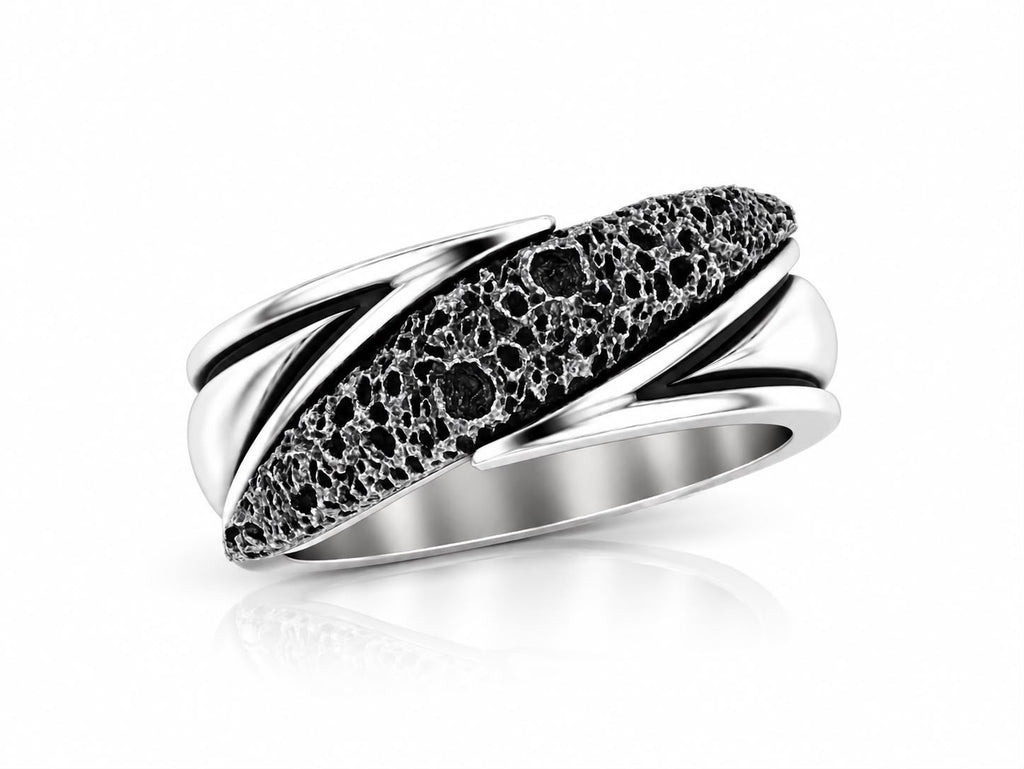 Volcanic Lava Rock Band Ring – Sterling Silver