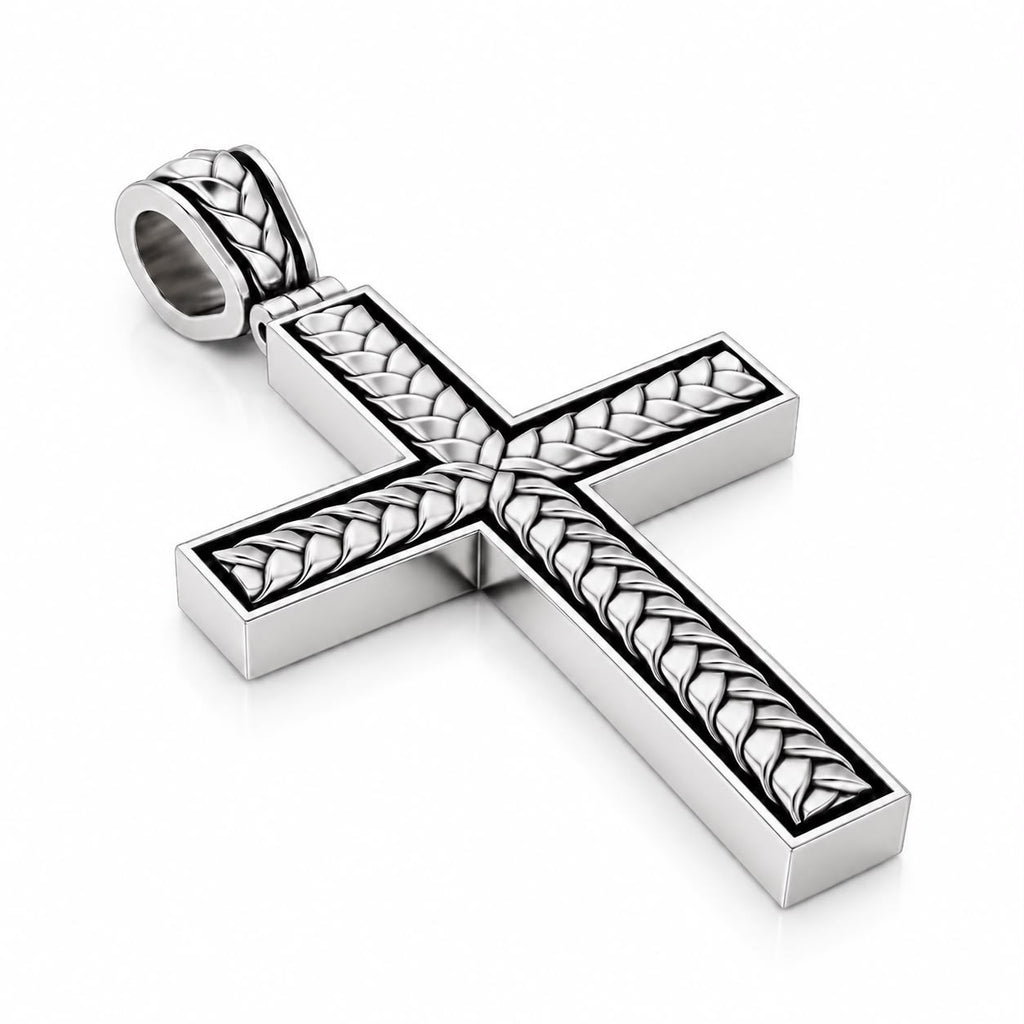 Openwork Braided Cross Pendant – Sterling Silver