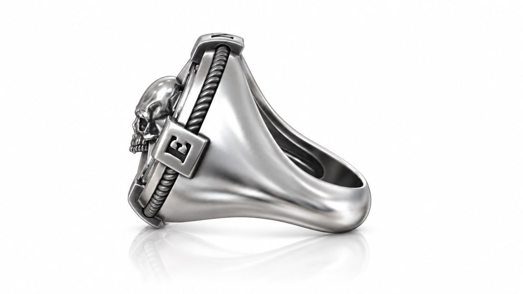 Skull Compass Rose Mariner Signet Ring – Sterling Silver