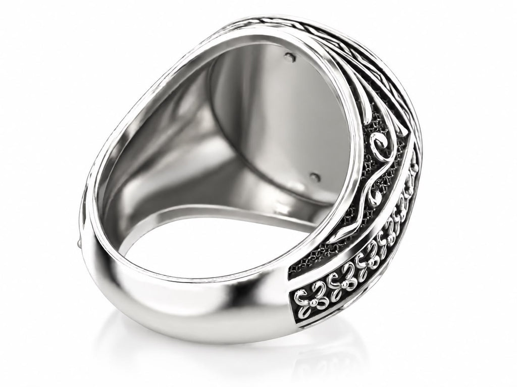 Lion Head Medallion Signet Ring – Sterling Silver