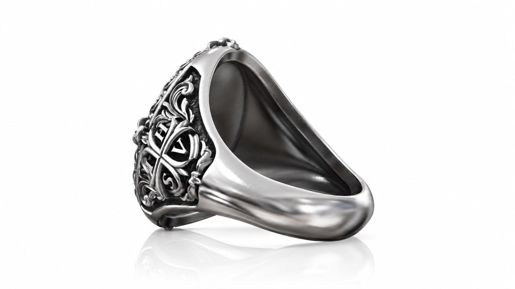 Christ Oval Baroque Signet Ring – Sterling Silver