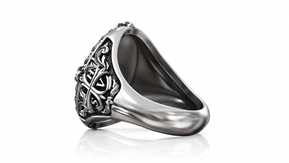 Christ Oval Baroque Signet Ring – Sterling Silver