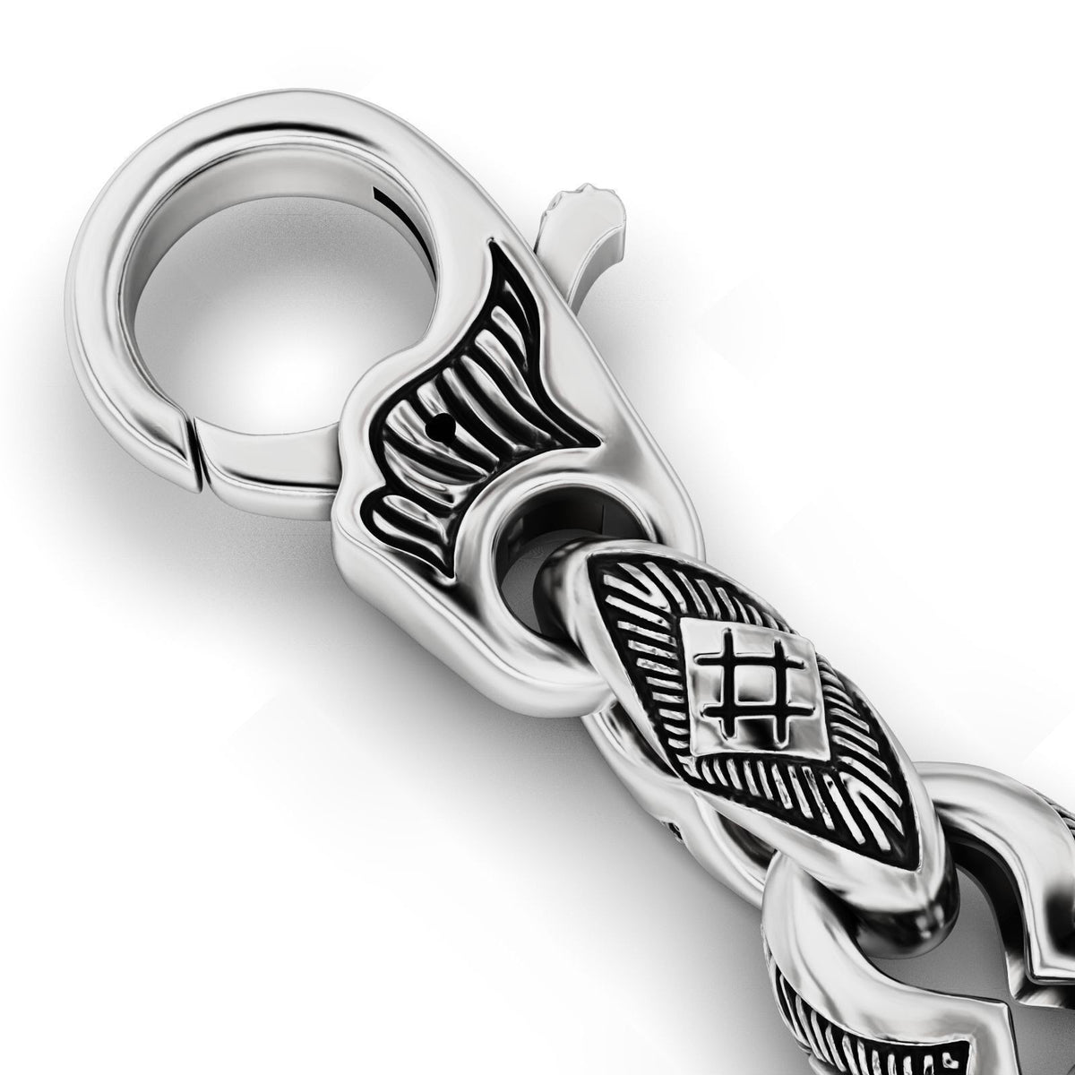 Wing Feather Chain Link Bracelet – Sterling Silver