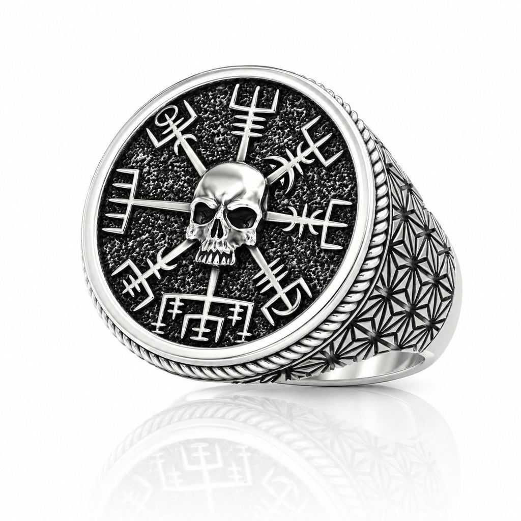 Vegvisir Skull Ring & Pendant Set – Sterling Silver