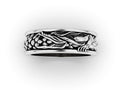 Ouroboros dragon scale band ring in sterling silver, front view