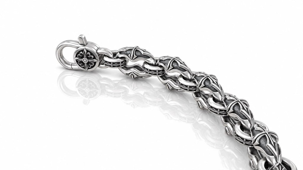 Gothic Cross Link Chain Bracelet – Sterling Silver