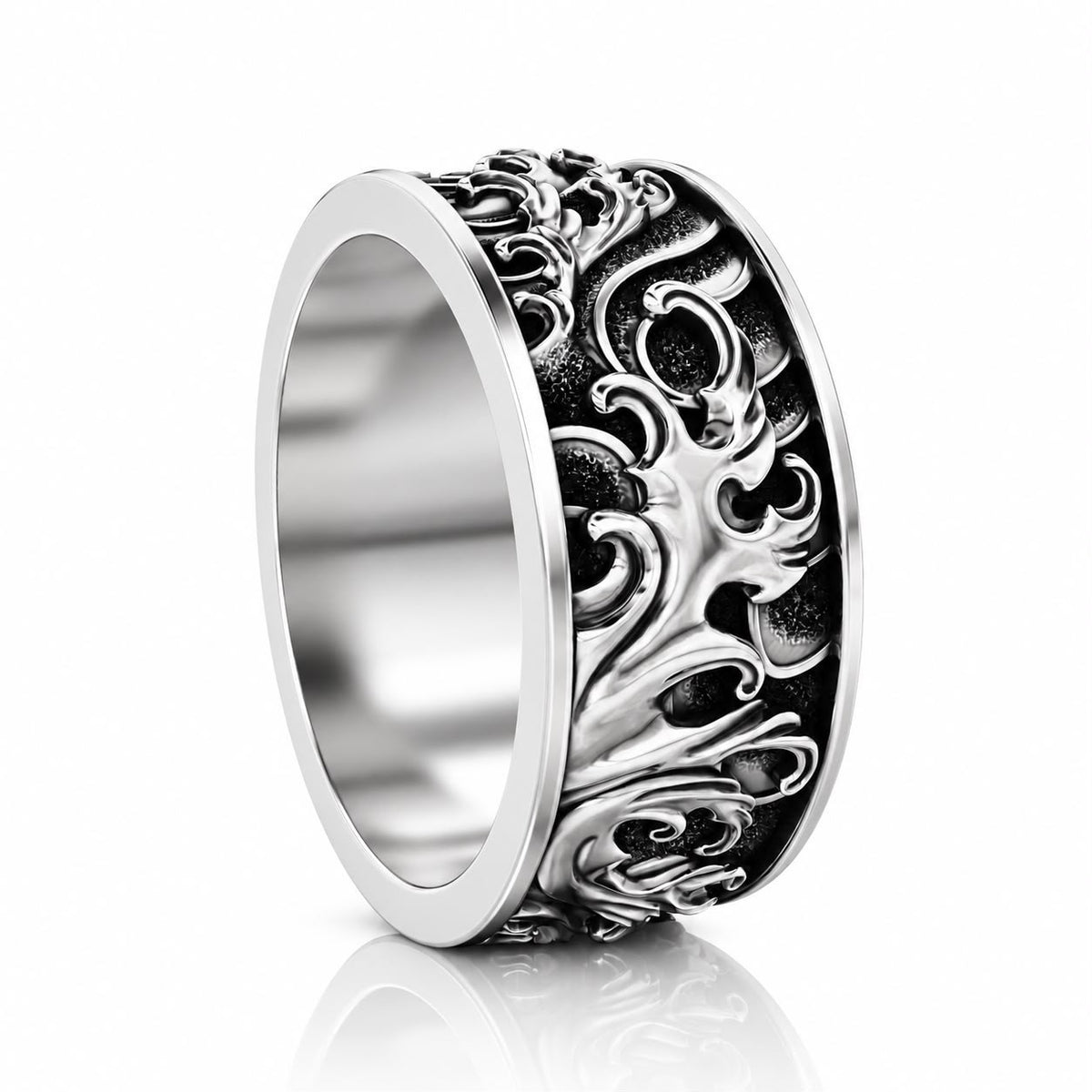 Ocean Wave Band Ring – Sterling Silver