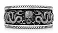 Twin Snakes & Skull Band Ring – Sterling Silver