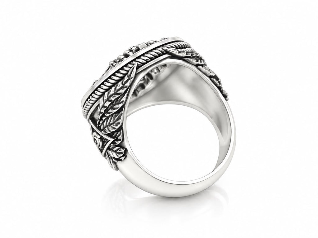 Crowned King Skull Signet Ring – Sterling Silver