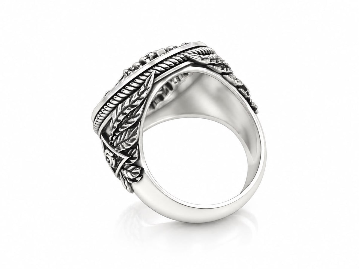 Crowned King Skull Signet Ring – Sterling Silver