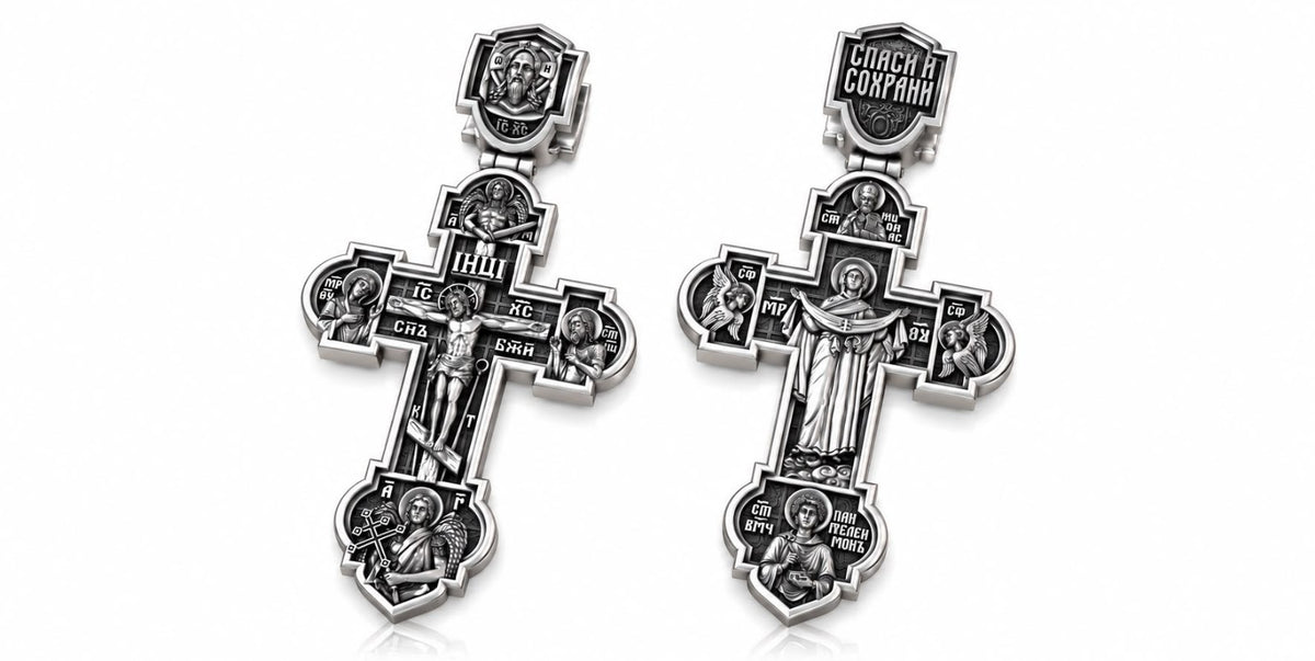 Save and Protect Orthodox Cross Pendant – Sterling Silver