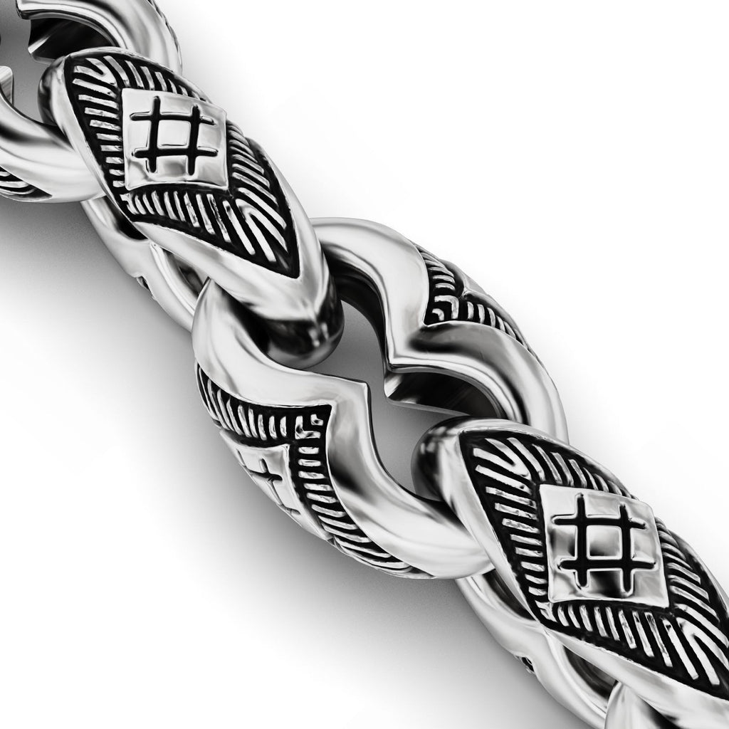 Wing Feather Chain Link Bracelet – Sterling Silver