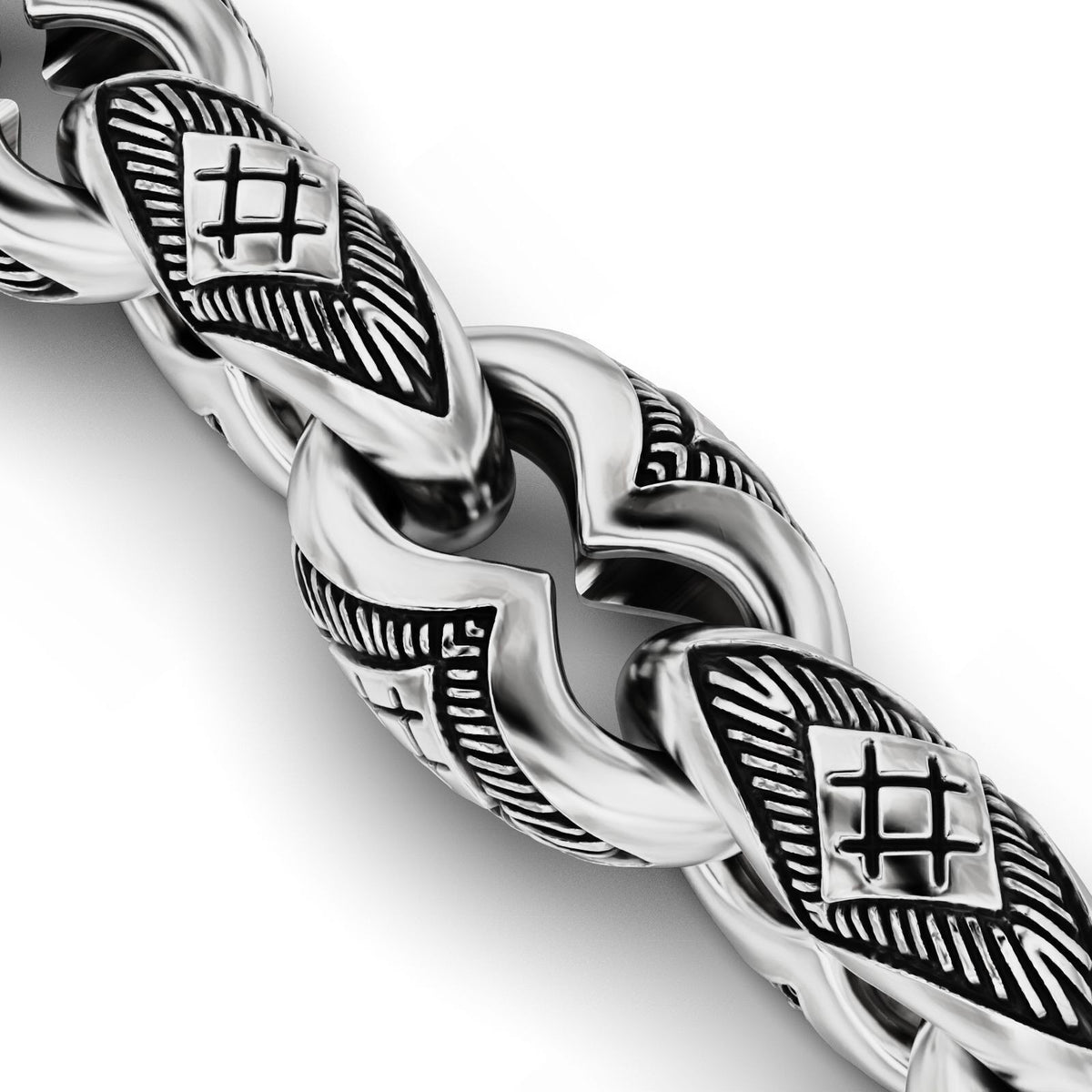 Wing Feather Chain Link Bracelet – Sterling Silver