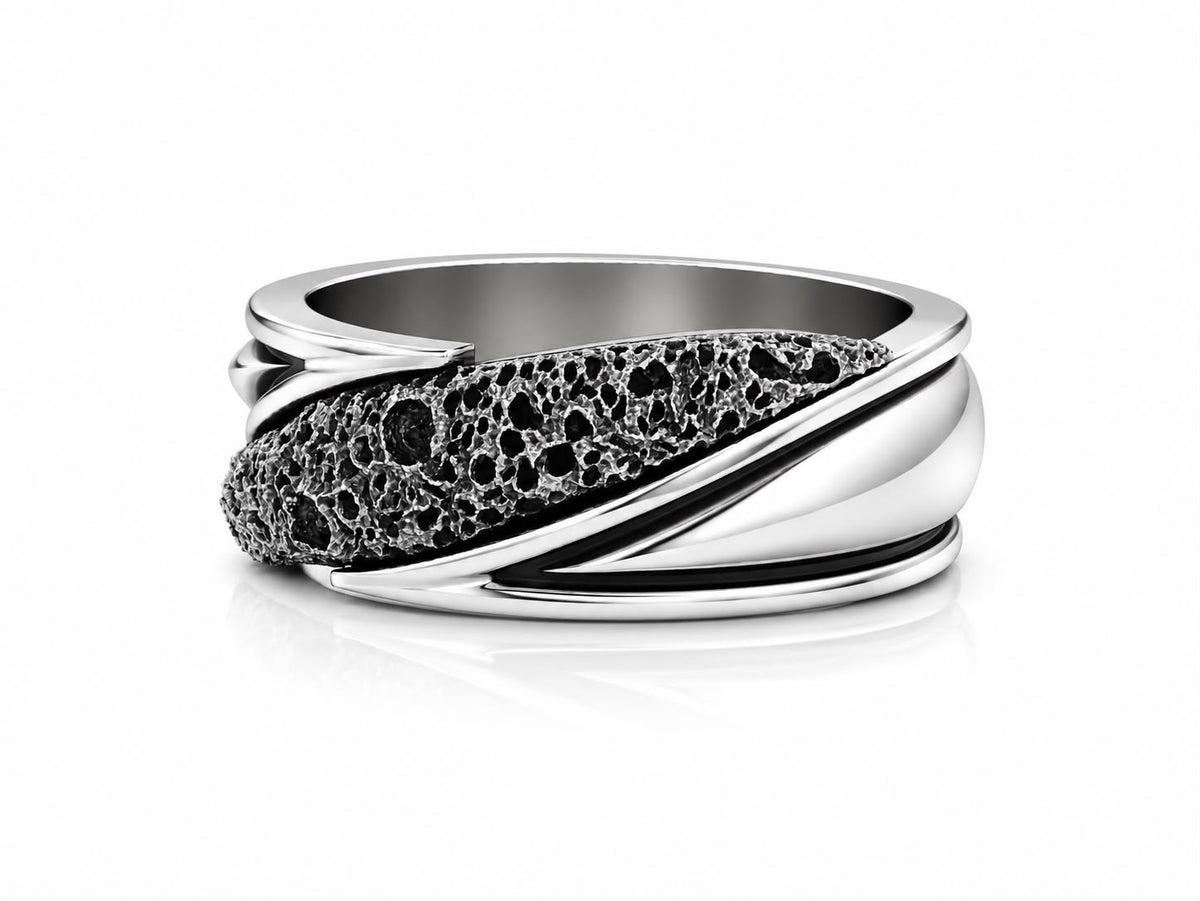Volcanic Lava Rock Band Ring – Sterling Silver