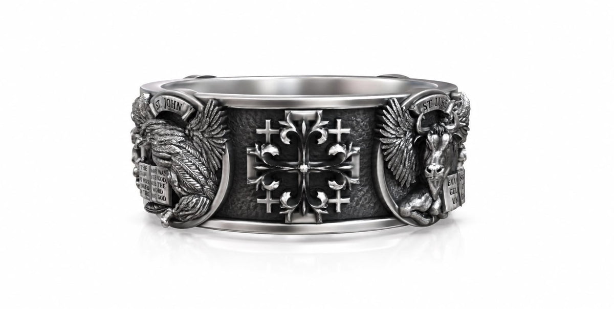 Four Evangelists Signet Ring – Sterling Silver