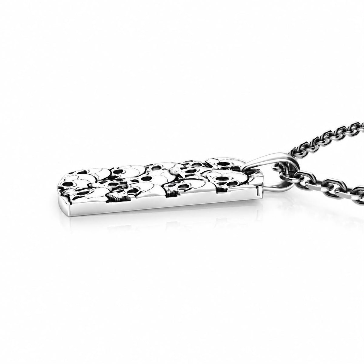 Pile of Skulls Dog Tag Pendant – Sterling Silver