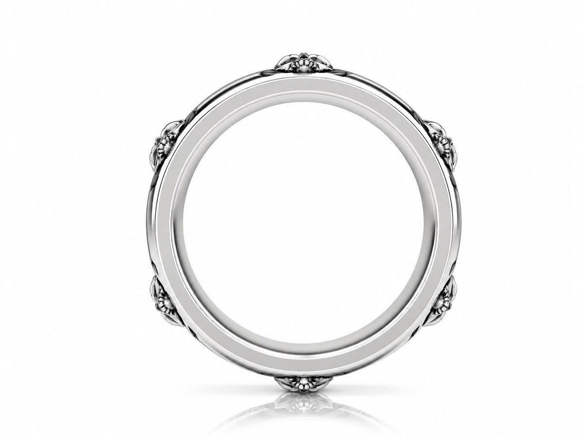 Skull Rivet Biker Band Ring – Sterling Silver
