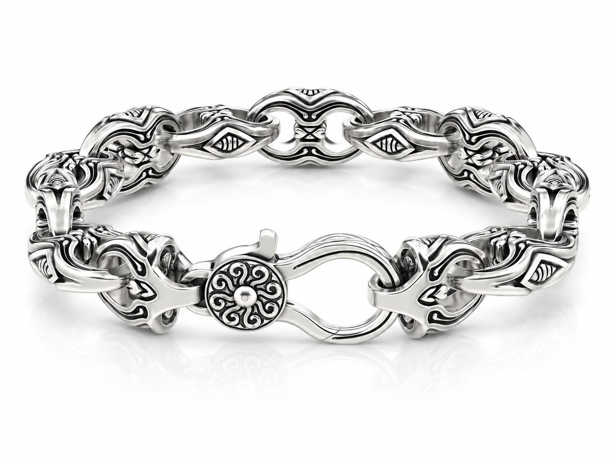 Sun Swirl Mariner Link Bracelet – Sterling Silver