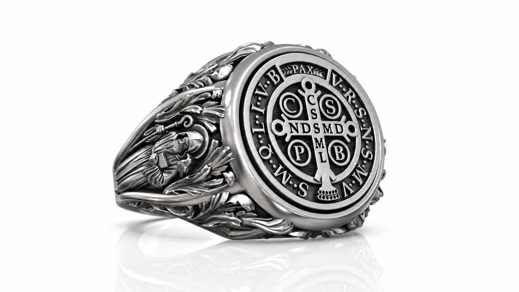 Saint Benedict Medal Signet Ring – Sterling Silver