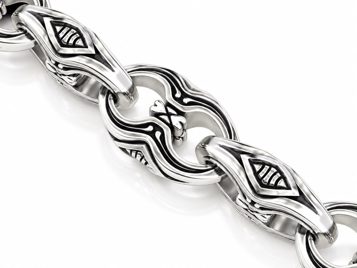 Sun Swirl Mariner Link Bracelet – Sterling Silver