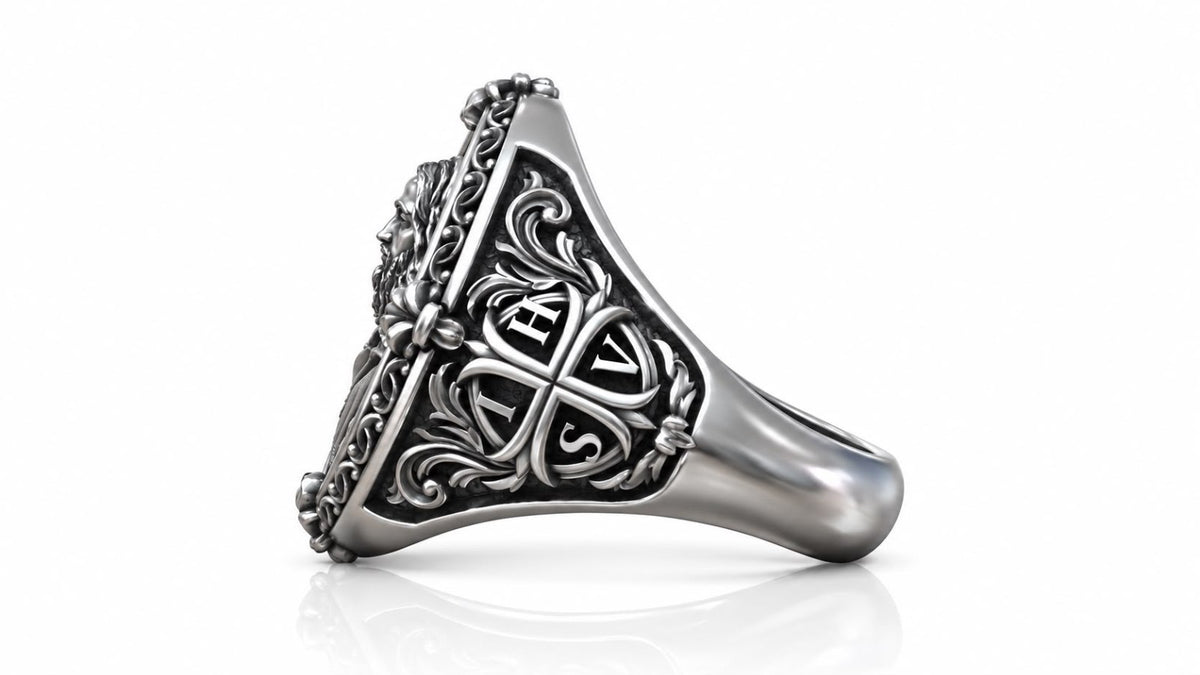Christ Oval Baroque Signet Ring – Sterling Silver