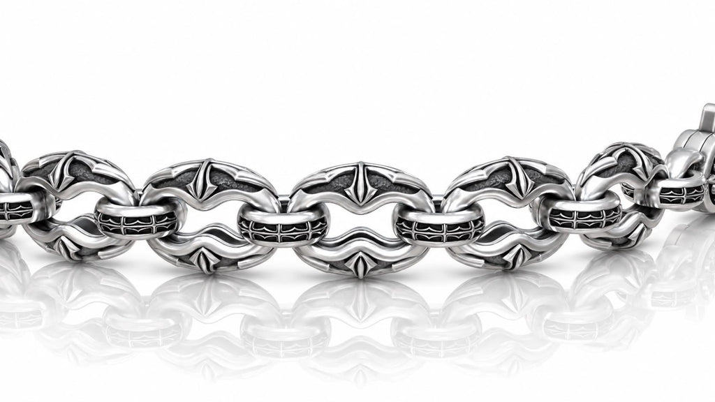 Gothic Cross Link Chain Bracelet – Sterling Silver