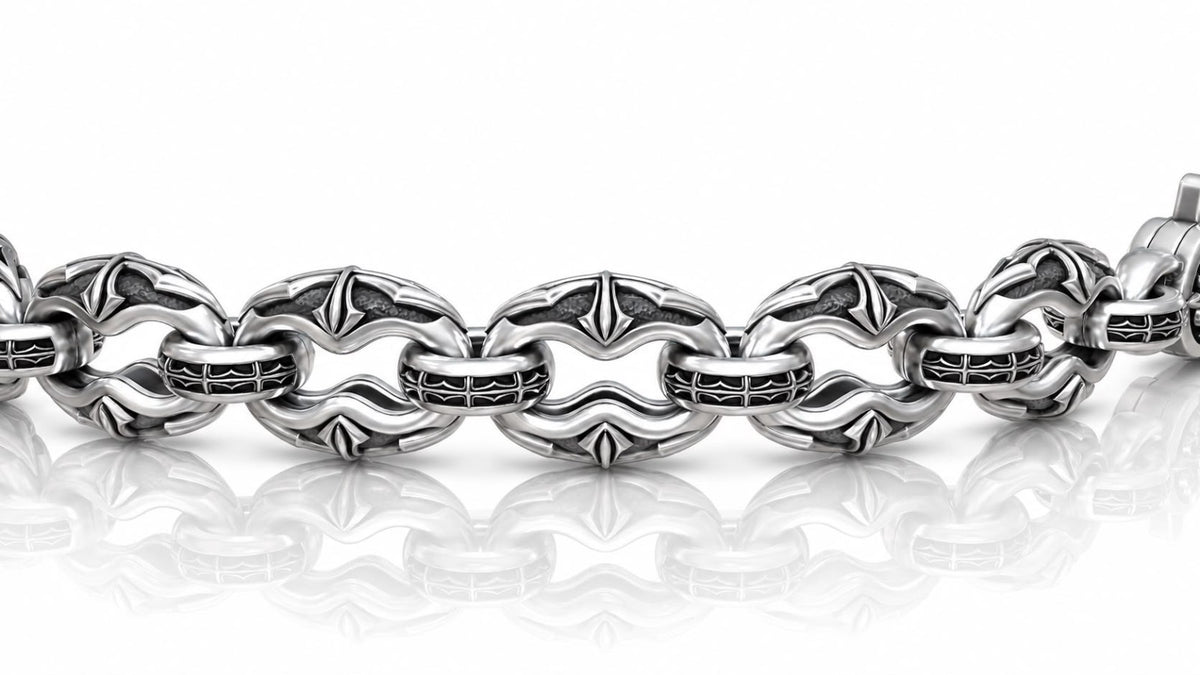 Gothic Cross Link Chain Bracelet – Sterling Silver