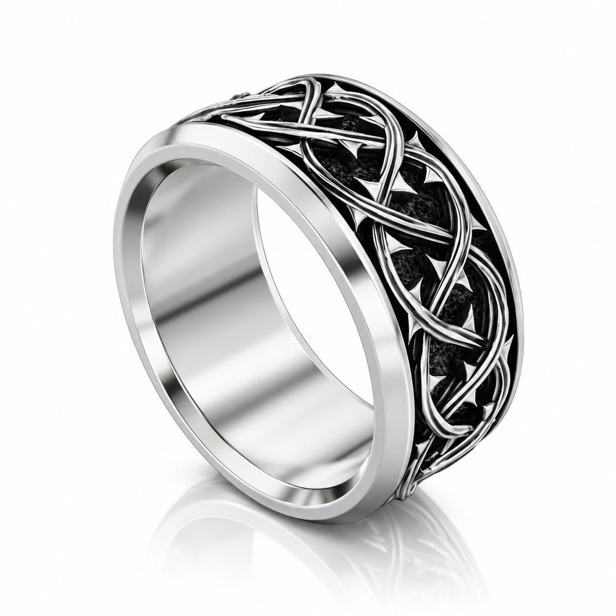 Crown of Thorns Band Ring – Sterling Silver