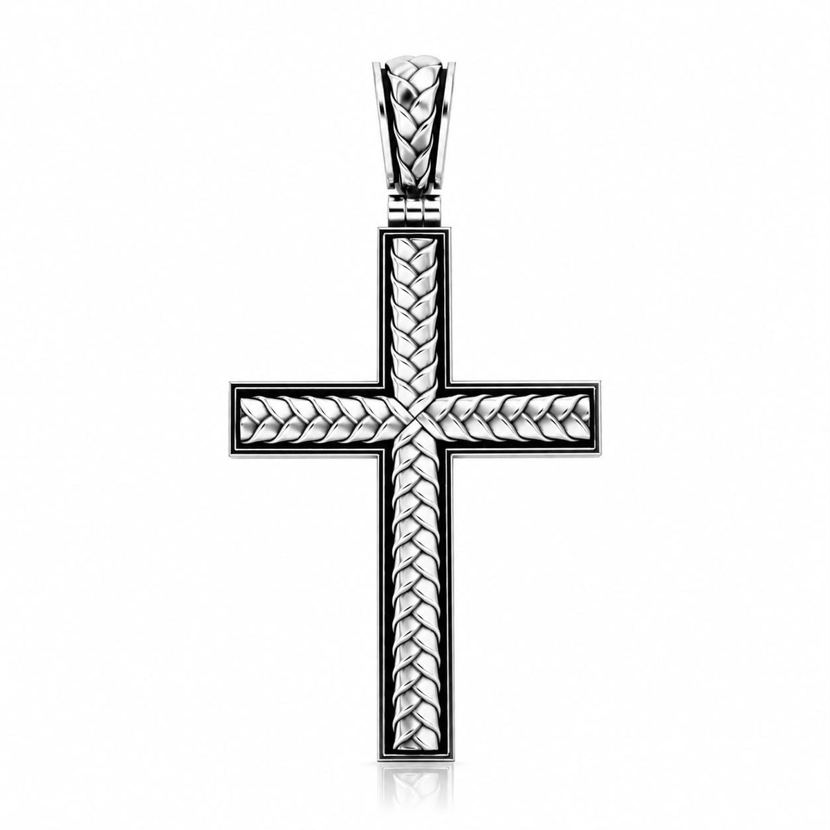 Openwork Braided Cross Pendant – Sterling Silver