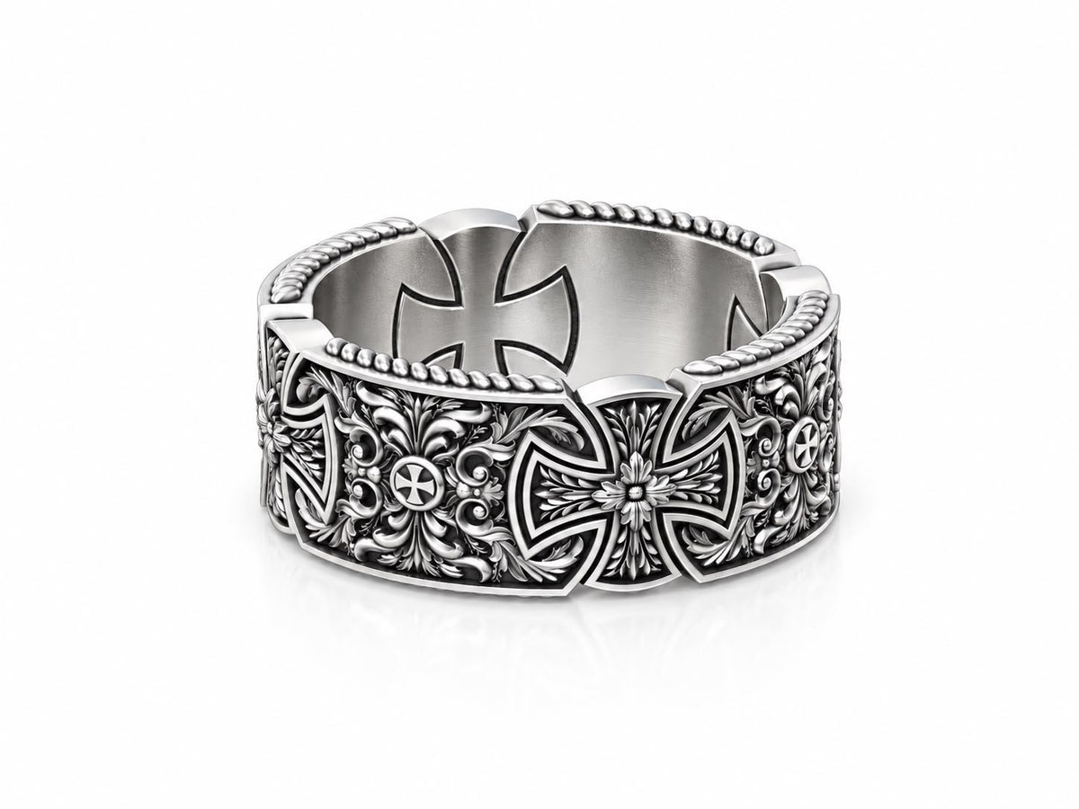 Maltese Cross Statement Ring – Sterling Silver