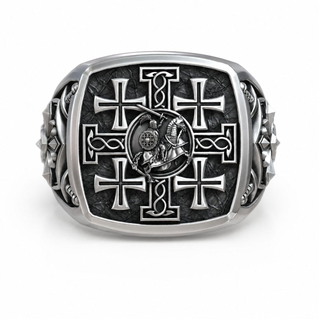 Crusader Knight Signet Ring – Sterling Silver