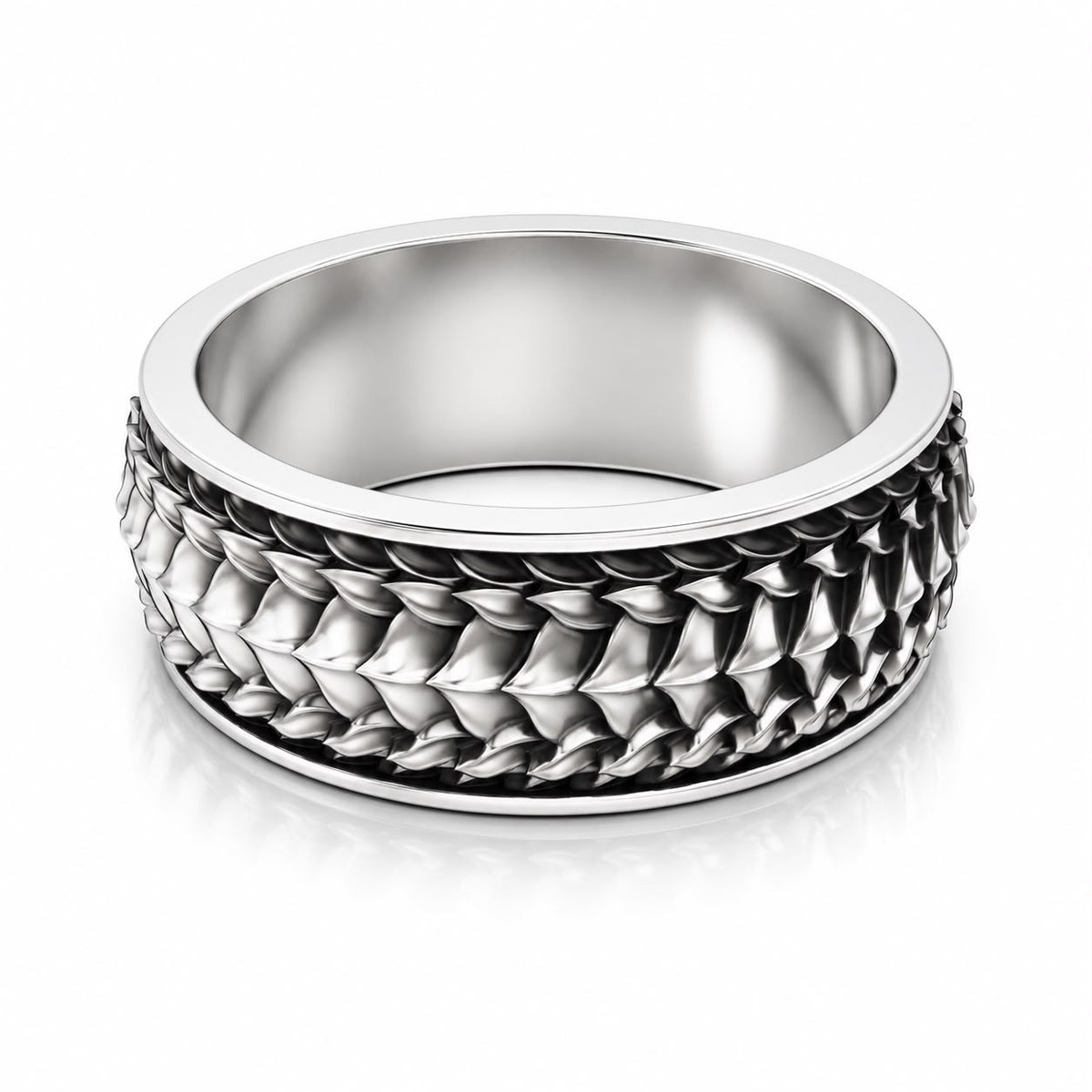 Dragon Scale Armor Band Ring – Sterling Silver